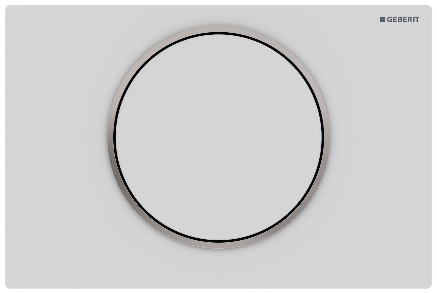 Geberit Sigma10 Flush Plate in Stainless Steel / Matte White - Chrome Design Ring