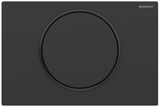 Plaque de commande Geberit Sigma10, noir mat avec anneau noir brillant, acier inoxydable, finition Easy Clean.