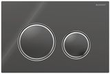 Geberit Sigma50 round plaque de déclenchement, verre brillant gris velouté, anneaux chromé brillant design.