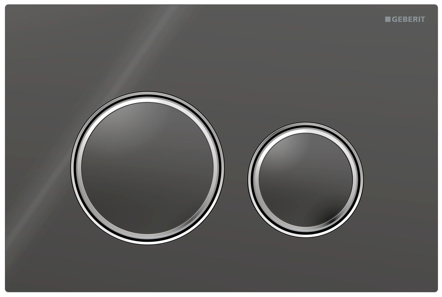 Geberit Sigma50 Round Actuator Plate / Velvety Grey Glass - Chrome