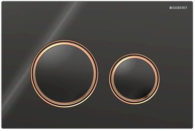 Geberit Sigma50 round flush plate / Black glass - red gold