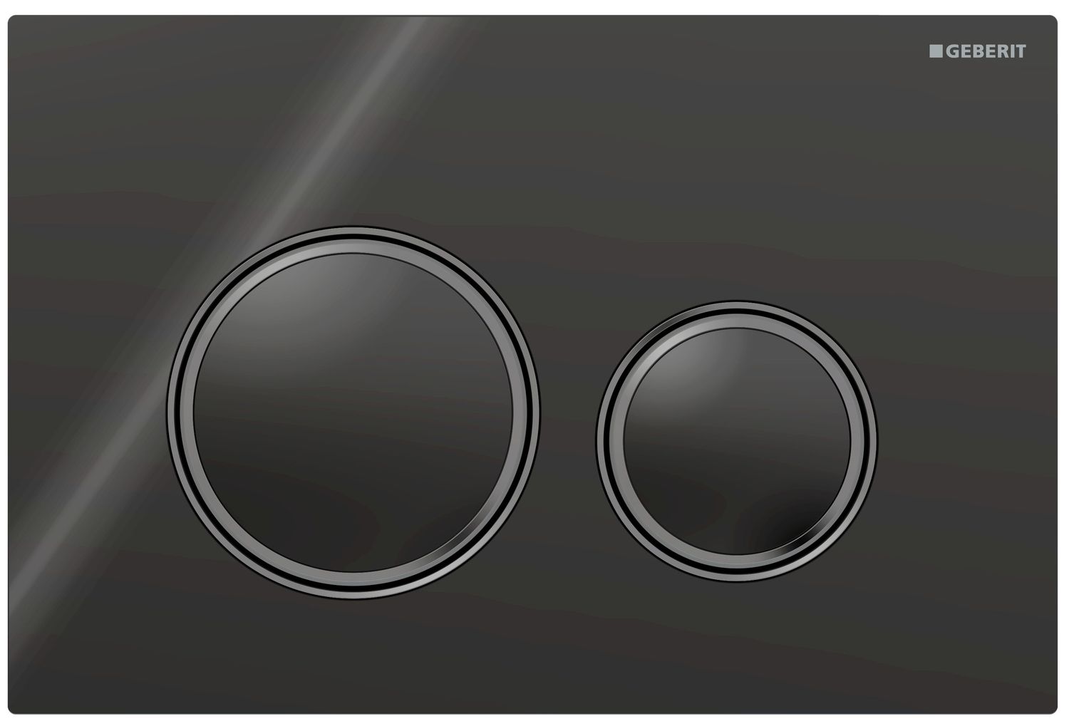 Geberit Sigma50 Round Flush Plate / Black Glass - Chrome Black