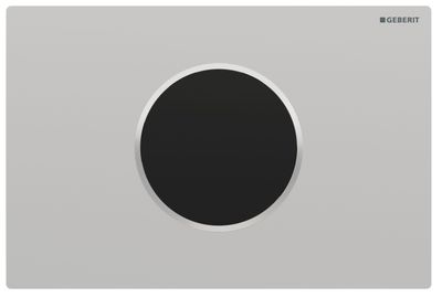 Geberit Sigma10 plaque de déclenchement infrarouge électronique chromé mat avec anneau design chromé brillant.