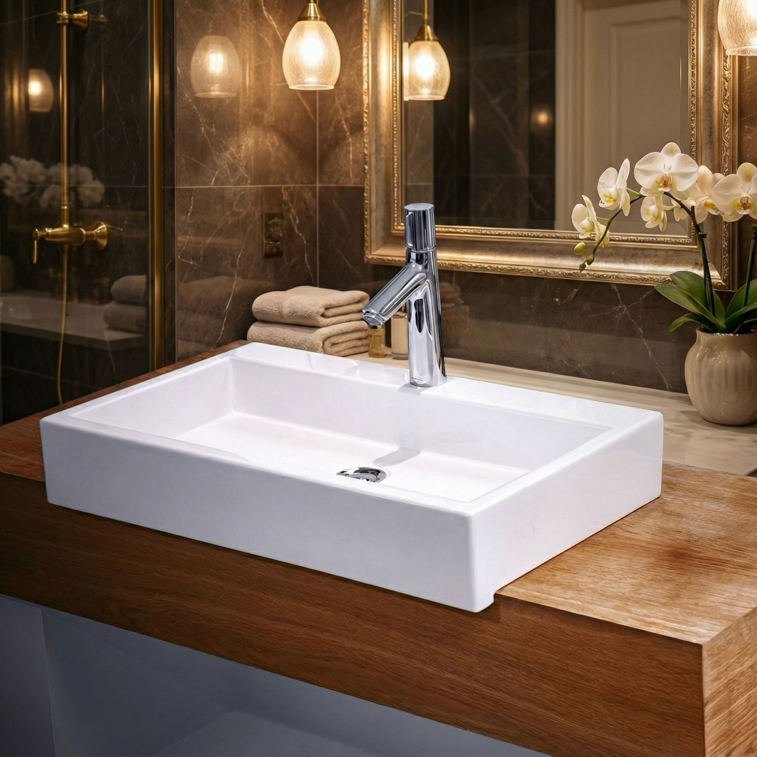 Vasque à poser Sinclair 64 cm en blanc