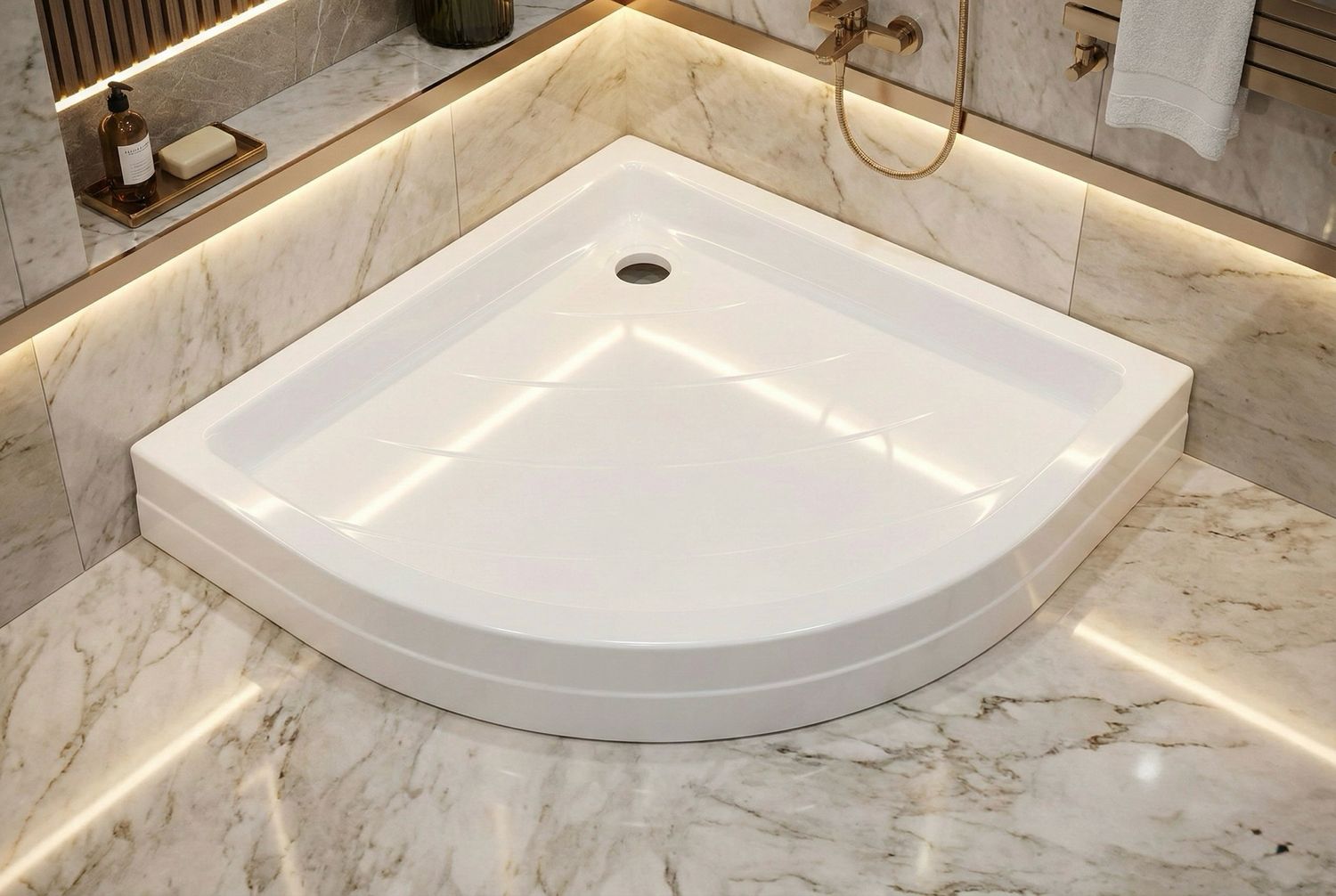 Corner Shower Tray Bermudes 80 x 80 cm or 90 x 90 cm without Drainage