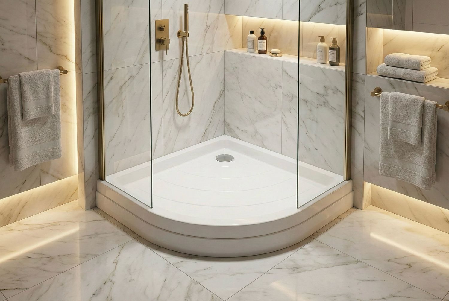 Corner Shower Tray Bermudes 80 x 80 cm or 90 x 90 cm without Drainage