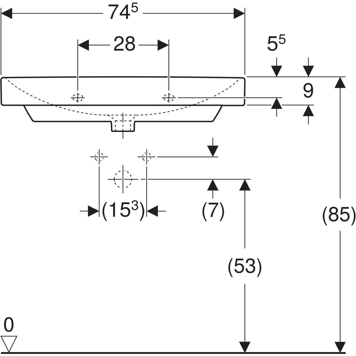 Plan-vasque Geberit Smyle Square 75 cm — vue 4