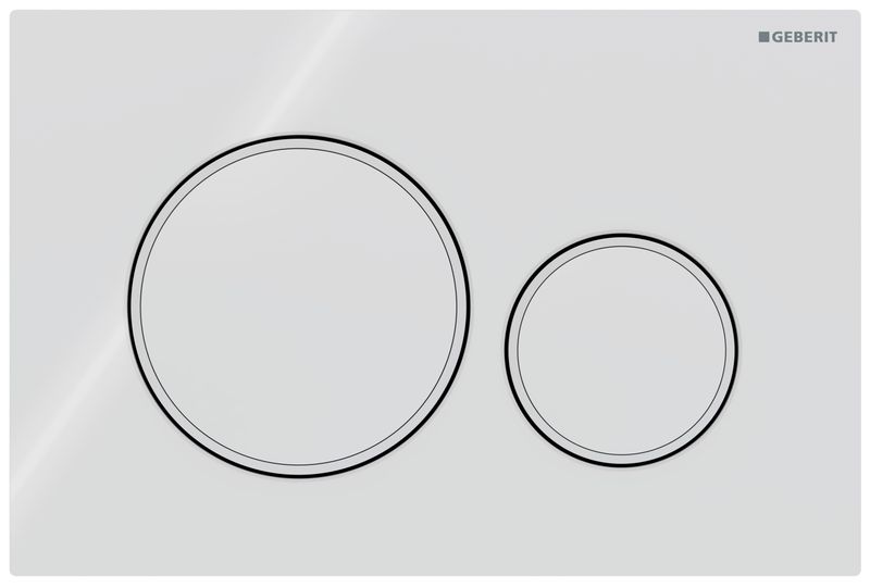 Plaque de déclenchement Geberit Sigma20 / Blanc - anneaux design : blanc mat