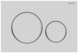 Geberit Sigma20 plaque de déclenchement, blanc mat laqué, anneaux chromés brillants.