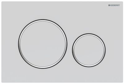 Geberit Sigma20 Flush Plate / Matte White Lacquered - Design Rings: Chrome Glossy