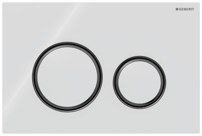 Geberit Sigma50 Round Actuator Plate / White Glass - Black Chrome