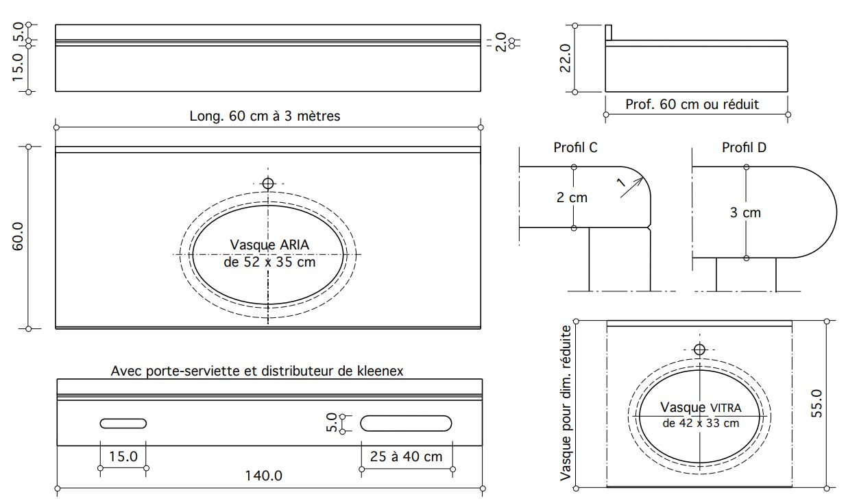 Vanity top Lagune 150 cm — Product view 6
