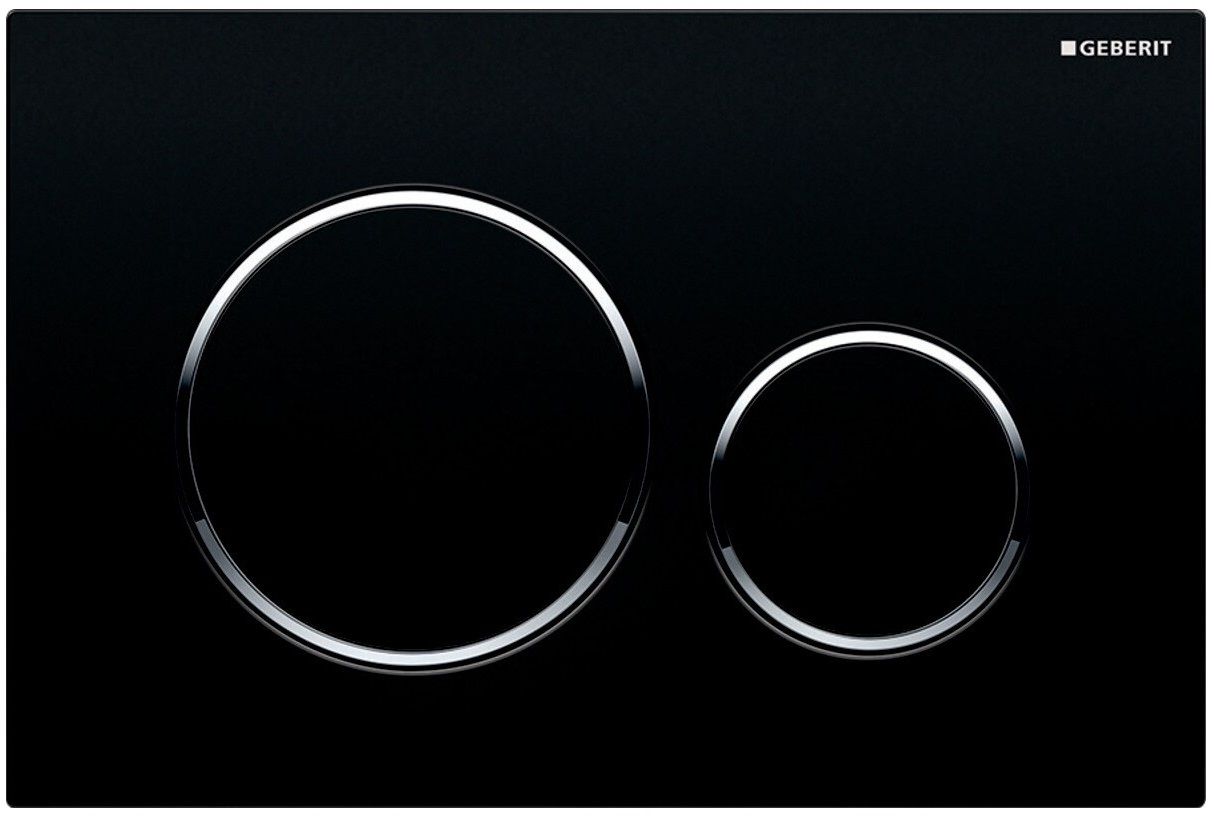 Geberit Sigma20 Flush Plate / Black - Design Rings: Chrome Glossy
