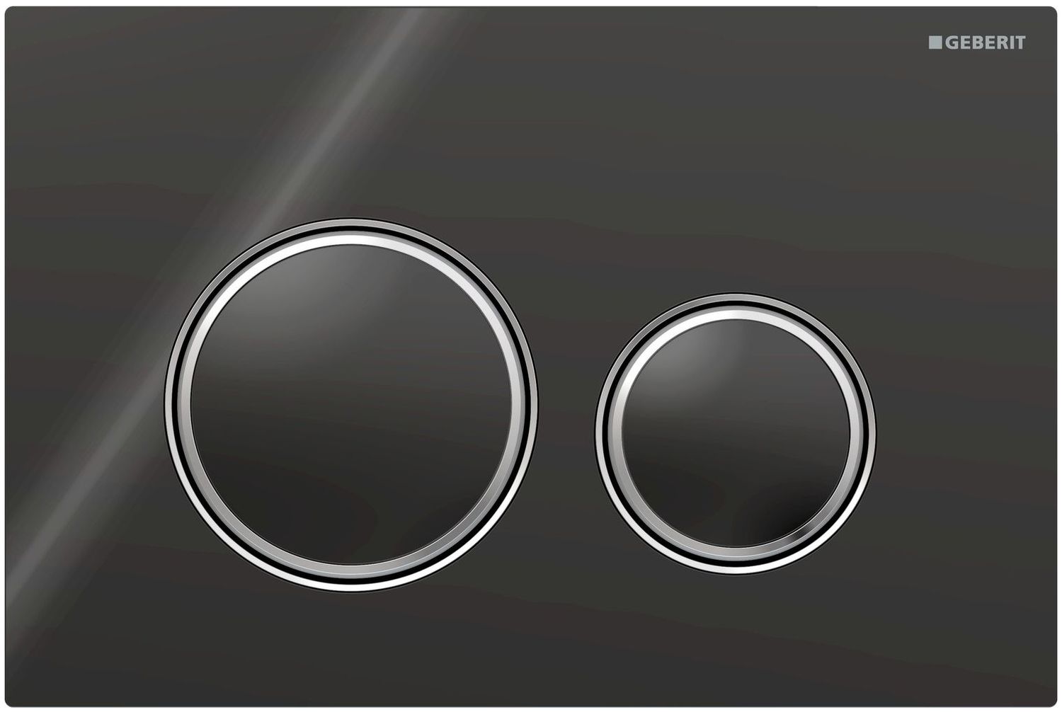 Geberit Sigma50 Round Flush Plate / Black Glass - Chrome