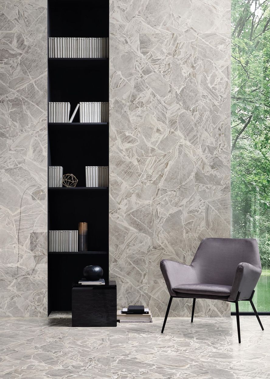 Grès cérame Tagina Luci D’oro Cenere brillant 60 x 120 cm, rectifié