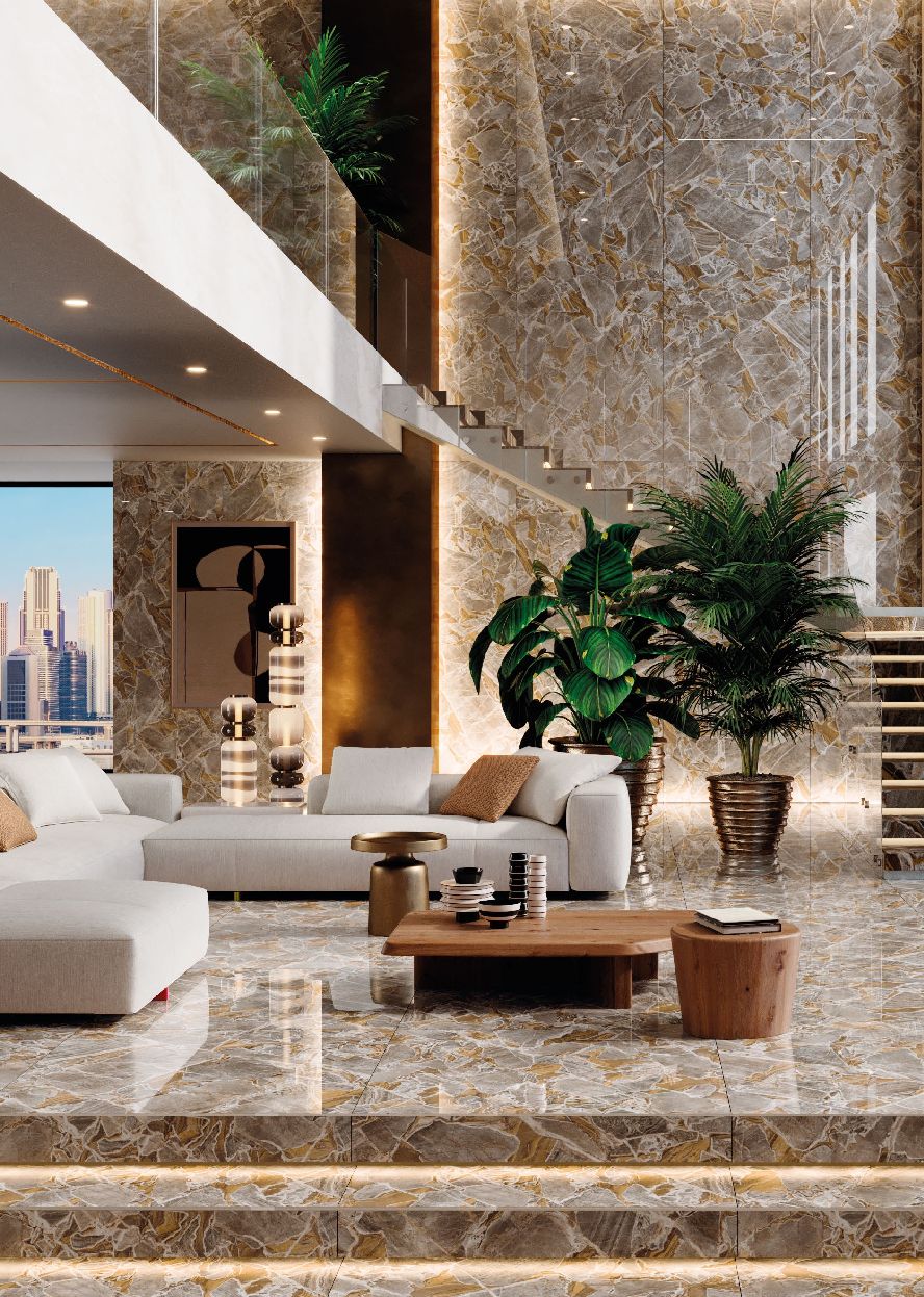 Grès cérame Tagina Luci D’oro Dorato brillant 60 x 120 cm, rectifié