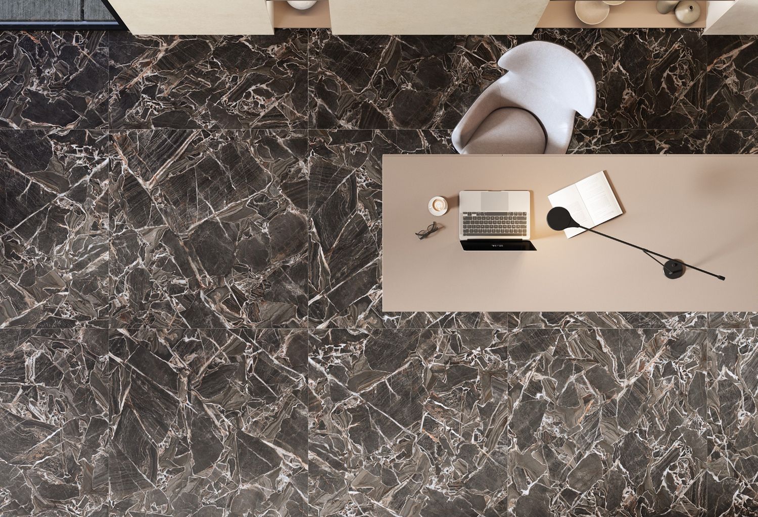 Grès cérame Tagina Luci D’oro Ossidiana brillant 60 x 120 cm, rectifié