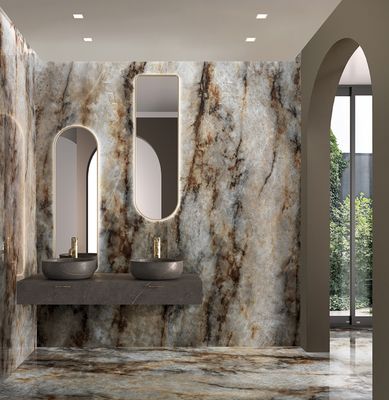 Grès cérame Tagina Patagonia Caffè brillant 120 x 120 cm, rectifié