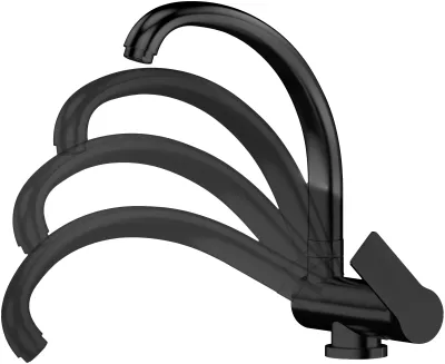 Mitigeur de cuisine Remer Energy avec bec haut et escamotable (modèle sous fenêtre) en laiton noir mat