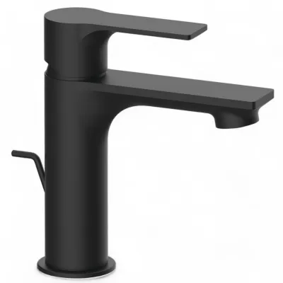 Mitigeur de lavabo Remer Energy 100 avec tirette et vidage en laiton noir mat