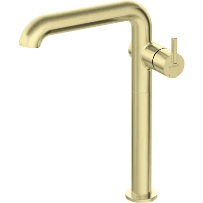 High-Rise Basin Mixer Deante Silia 265 without Waste in Brushed Gold