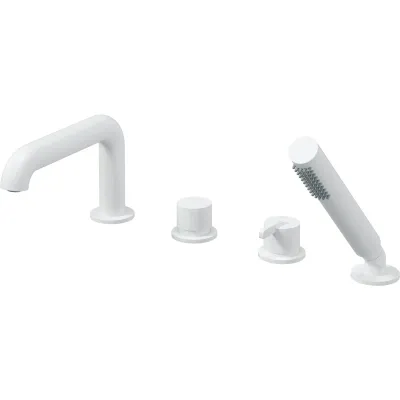 4-Hole Faucet for Bathtub Edge Installation Deante Silia in Matte White