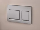 Plaque de commande de chasse d'eau carrée chromée Geberit Alpha25, double bouton, finition mate, panneau de commande mural pour WC.