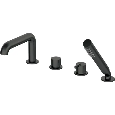 Four-Hole Mixer for Bathtub Edge Installation Deante Silia in Matte Black