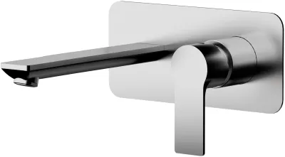 Wall-Mounted Basin Mixer with Horizontal Plate Remer Energy in Chrome Brass (Spout 23 cm)