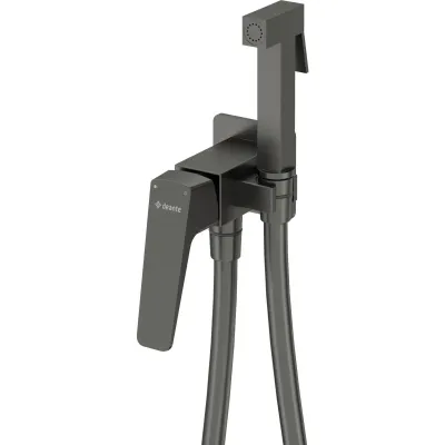 Ensemble hygiénique de WC avec mitigeur encastré Deante Blur en titane avec flexible de 120 cm