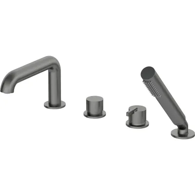 Four-Hole Faucet for Bathtub Edge Installation Deante Silia in Titanium