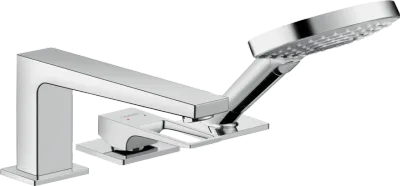 Mitigeur 3 trous pour montage sur bord de baignoire Hansgrohe  Metropol sans Secuflex, avec poignée étrier