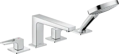 4-Hole Bath Edge Mixer Hansgrohe Metropol with Secuflex and Lever Handle