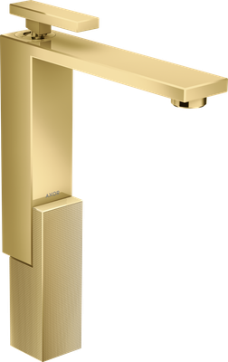 Mitigeur de lavabo Axor Edge 280 avec bonde push-open coupe diamant en doré poli