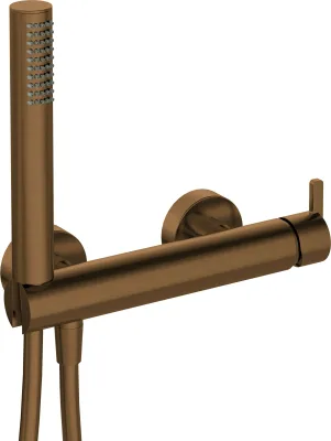 Mitigeur de douche Deante Silia avec support, flexible et douchette à main en PVD bronze brossé