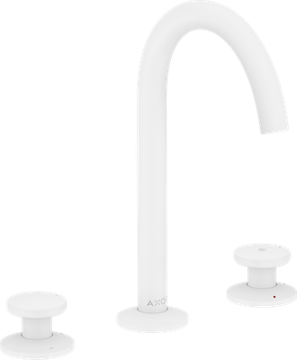 Mélangeur de lavabo 3 trous Axor One 170 surélevé avec bonde push-open en blanc mat