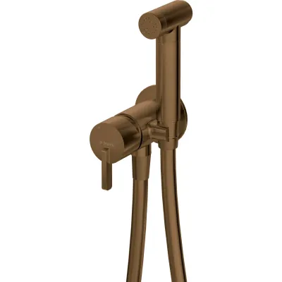 Ensemble hygiénique de WC avec mitigeur encastré Deante Silia en PVD bronze brossé avec flexible de 120 cm