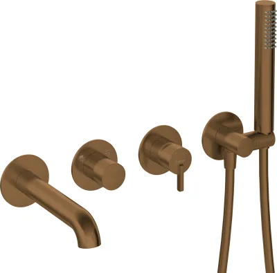 Built-in Bath/Shower Mixer 4 Holes Deante Silia in Brushed Bronze PVD