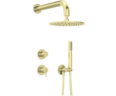 Ensemble de douche encastré Deante Silia 250 avec douche de tête en PVD or brossé