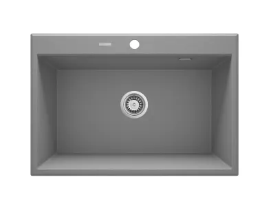 Deante Eridan Single Bowl Granite Kitchen Sink 70 x 52 cm in Metallic Gray with Automatic Drainage