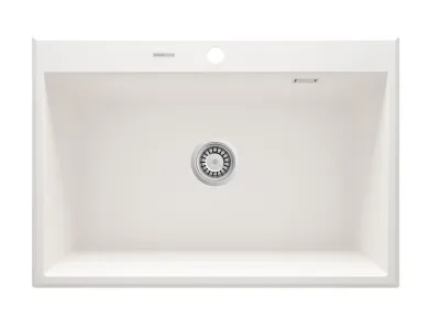 Built-in single-bowl granite kitchen sink Deante Eridan 70 x 52 cm in alabaster with automatic drainage
