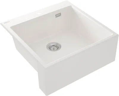 Deante Eridan Single-Bowl Granite Undermount Kitchen Sink 60 x 61 cm in Alabaster with Automatic Drainage