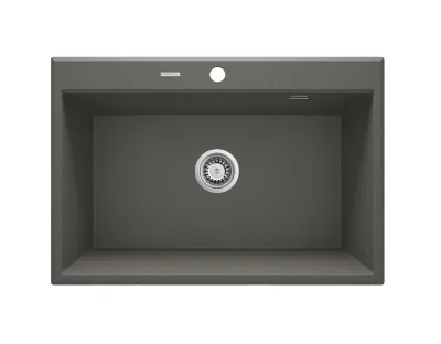 Built-in kitchen sink single bowl granite Deante Eridan 70 x 52 cm in metallic anthracite with automatic drainage