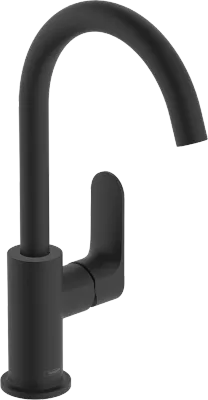 Mitigeur de lavabo Hansgrohe Rebris S 210 avec bec orientable, tirette et vidage en noir mat