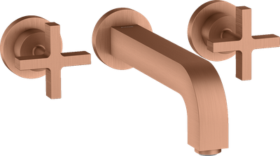 Mélangeur de lavabo 3 trous encastré AXOR Citterio 222 mm en or rouge brossé