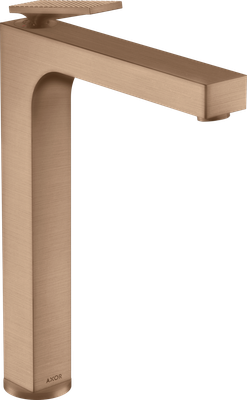 Mitigeur de lavabo AXOR Citterio 280 surélevé avec poignée manette et vidage coupe rhombique en or rouge brossé