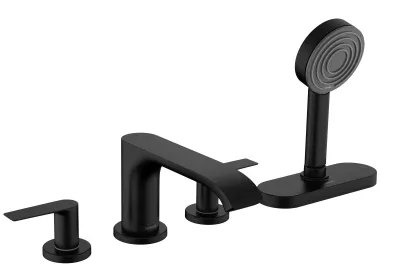 Mélangeur 4 trous pour montage sur bord de baignoire Hansgrohe Vivenis avec sBox en noir mat