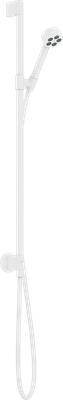 Barre de douche AXOR One avec douchette à main 1 jet Ecosmart 75 et coude de raccordement intégré en blanc mat