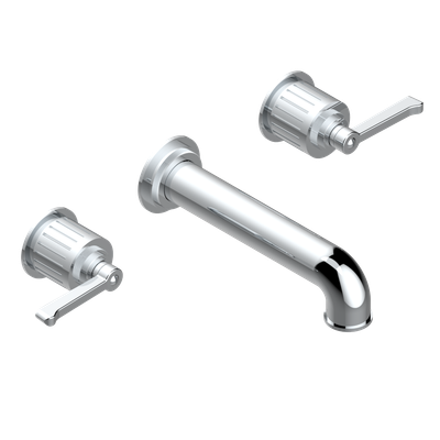 Mélangeur de lavabo THG encastré mural 3 trous, bec goliath - Collection "Hamptons à manettes"