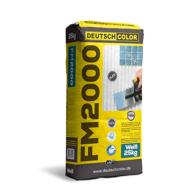 FM 2000 White DeutschColor Cement Adhesive 25 kg – High-performance adhesive for tiles and ceramics